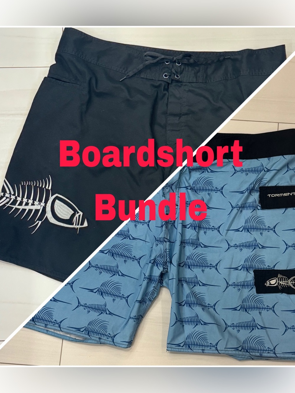 Tormenter Men’s Billfish Bones Board Shorts Swim Trunks 42